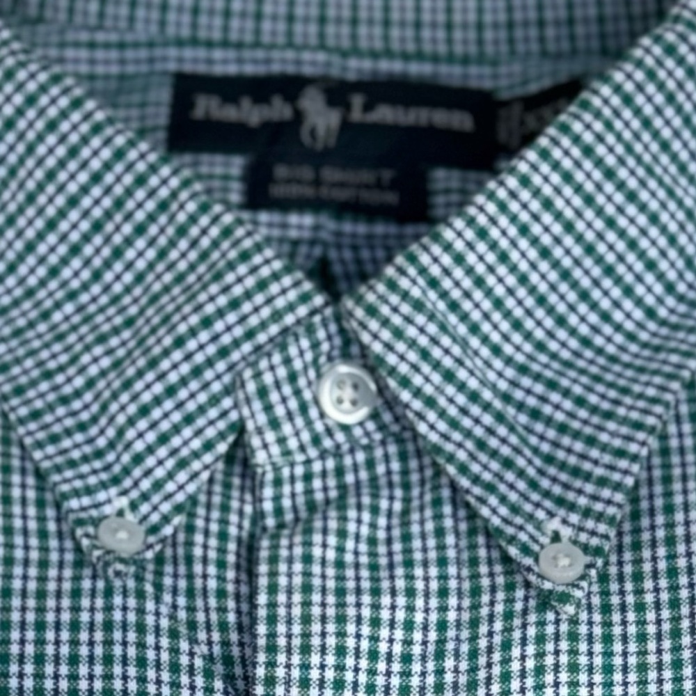 Ralph Lauren Green & Blue‎ Checkered Men's Button Down Shirt XXL (2XL) - Picture 2 of 8
